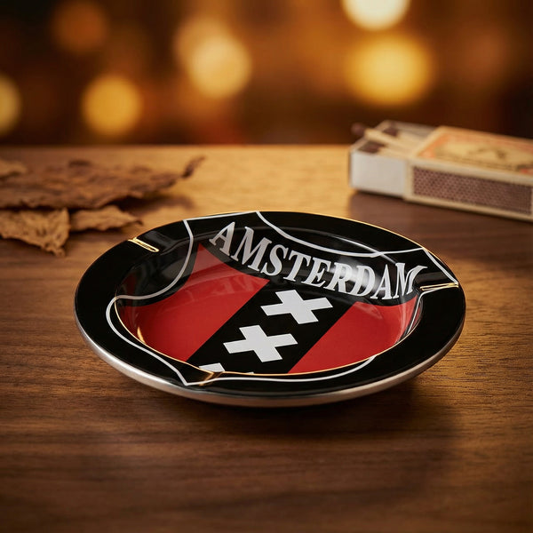 מאפרת מתכת בצבע שחור חלונות האדומים  | Black red light distrit Amsterdam Ashtray