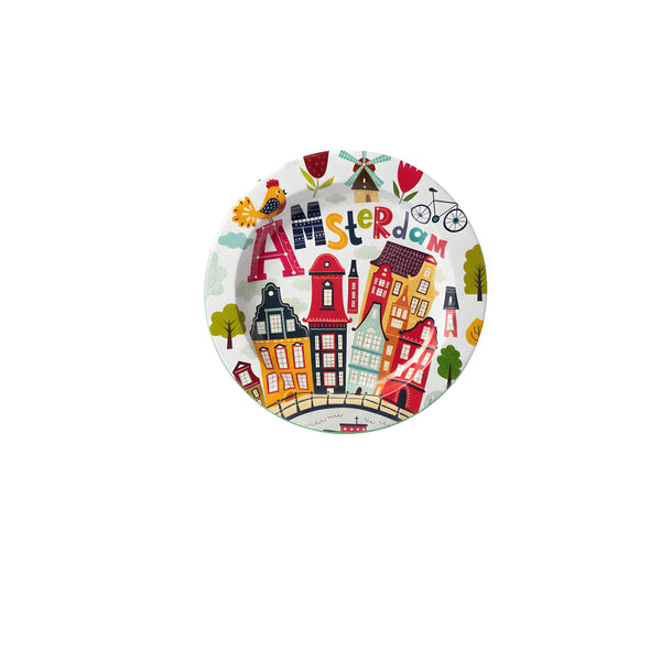 מאפרת מתכת לבנה אמסטרדם מצויר | White Amsterdam Ashtray