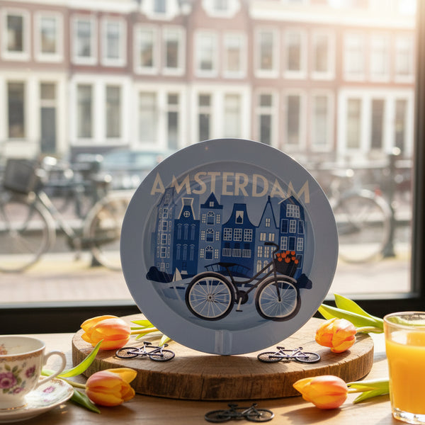 מאפרת מתכת אמסטרדם תכלת  | Blue Amsterdam Ashtray