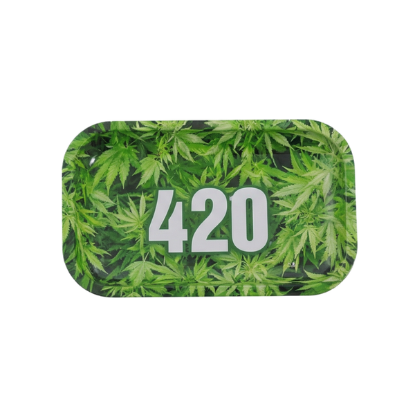 מגש גלגול בעיצוב 420 - ירוק קלאסי  | Rolling tray 420 green leaf