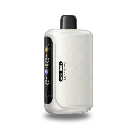 סיגריה אלקטרונית הוריזון HORIZON 150K שאיפות בצבע לבן עם צג דיגיטלי בצד 
