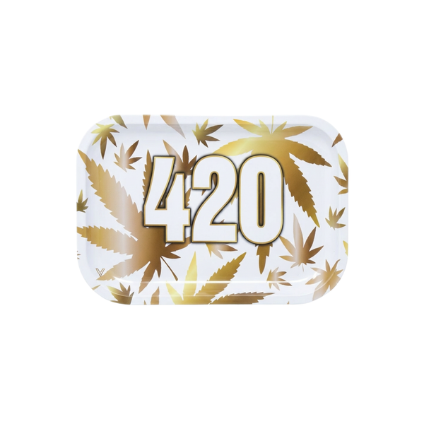 מכסה מגנטי בעיצוב 420 לבן| Rolling tray lid 420 gold leaf