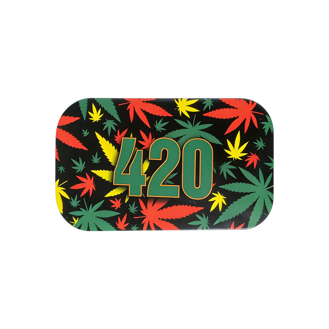 מכסה מגנטי בעיצוב - 420 צבעוני | Rolling tray lid 420 rasta leaf