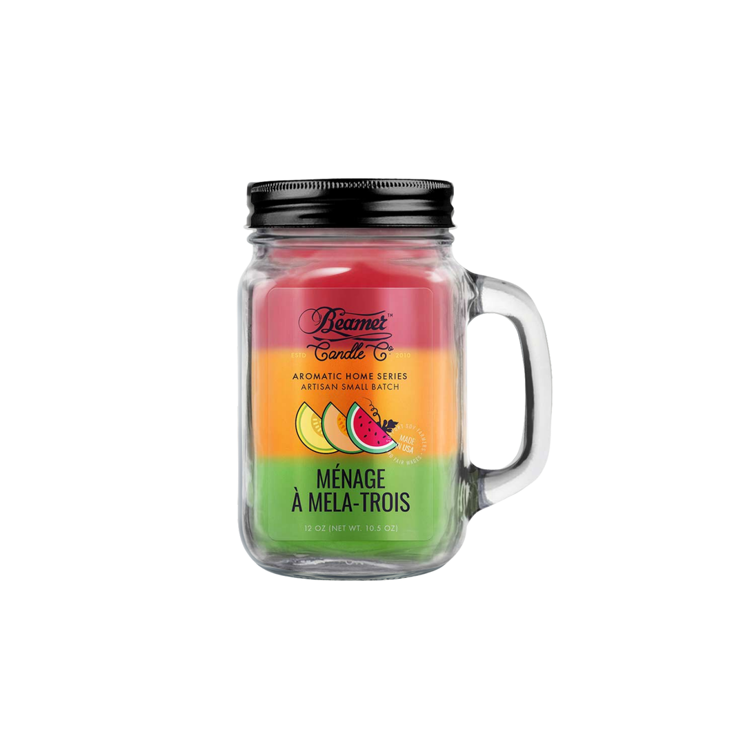 נר ריחני Beamer Candle בניחוח אבטיח ושני סוגי מלון