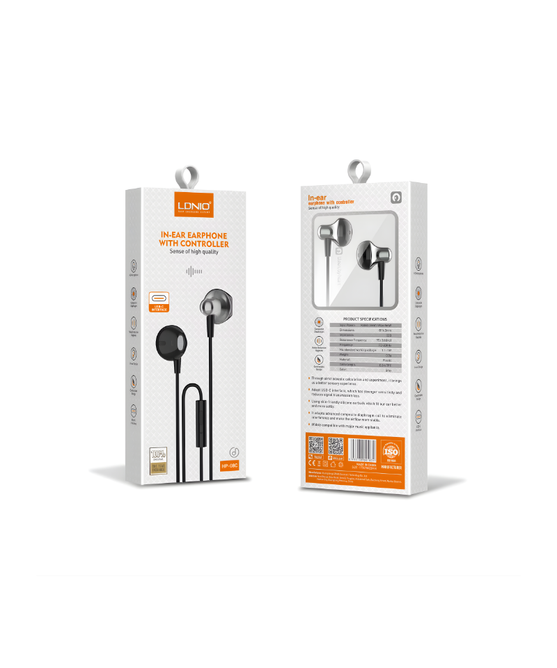 אוזניות חוטיות עם חיבור TYPE - C