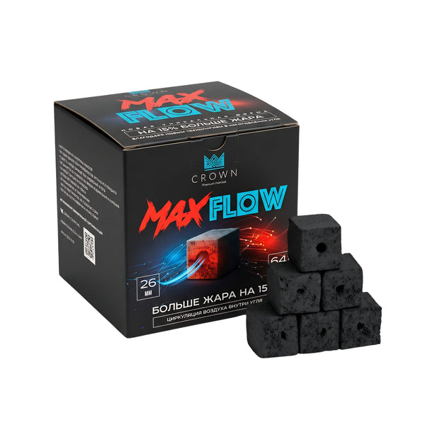 גחלי קוקוס Crown Maxflow 26x26 לנרגילה לחום גבוה ויציב