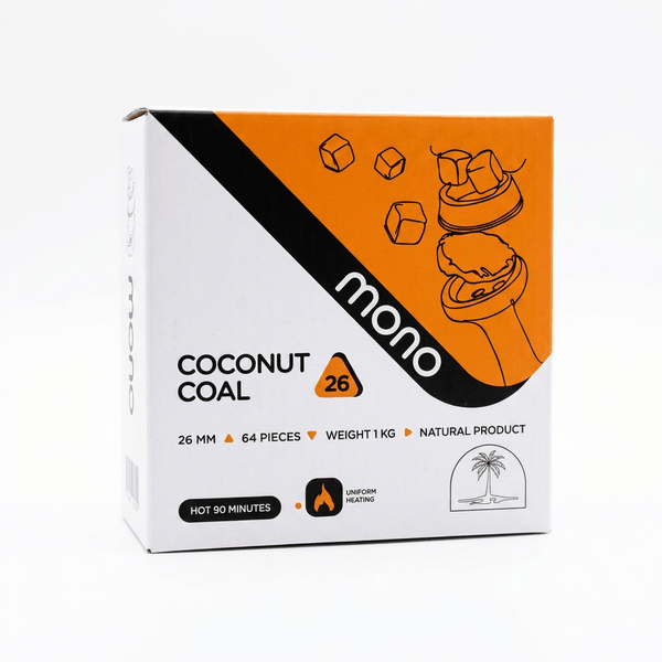גחלי קוקוס MONO 26x26 לנרגילה לחוויית עישון איכותית