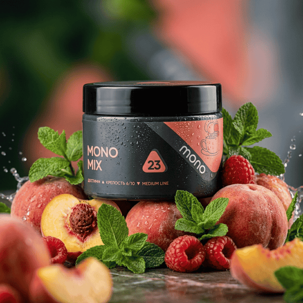 טבק לנרגילה MONO בטעם אפרסק פטל מנטה - 60 גרם