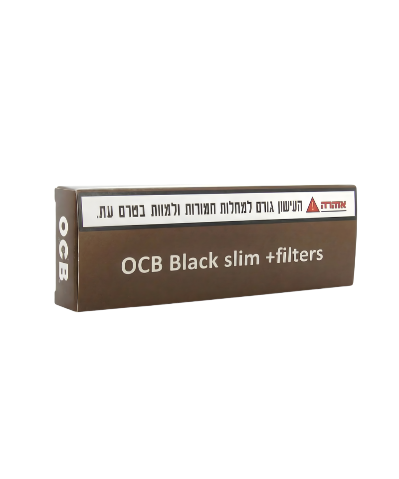 נייר גלגול או סי בי שחור גדול עם פילטר OCB BLACK SLIM + FILTERS  
