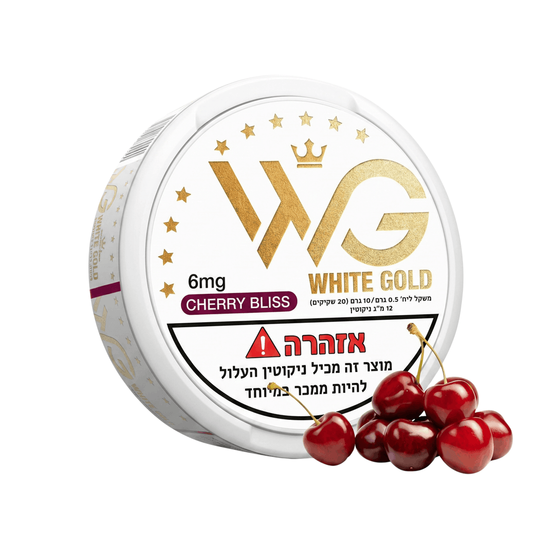 שקיקי ניקוטין WHITE GOLD בטעם דובדבן מתקתק 6 מ״ג