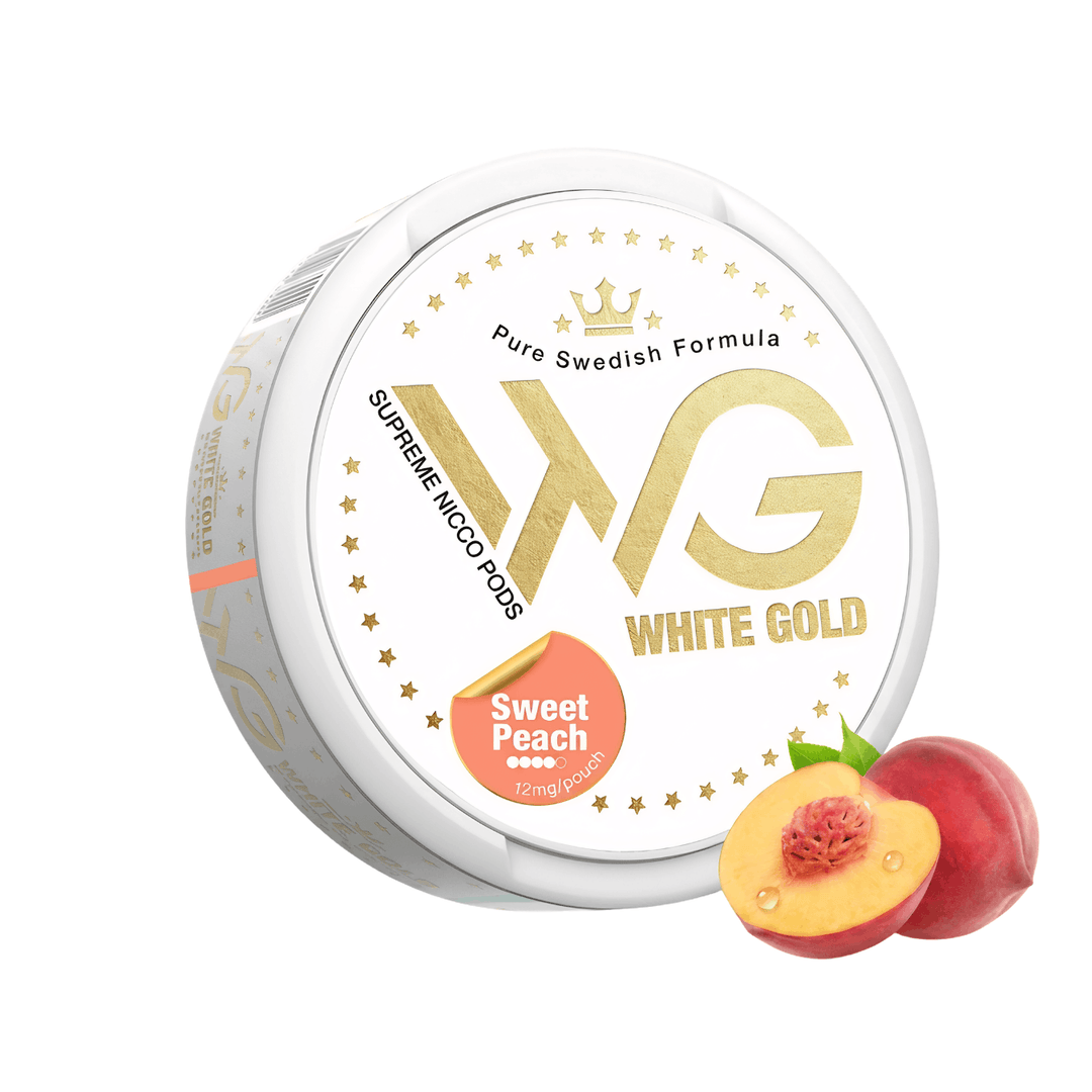 שקיקי ניקוטין WHITE GOLD בטעם אפרסק מתוק 12 מ״ג