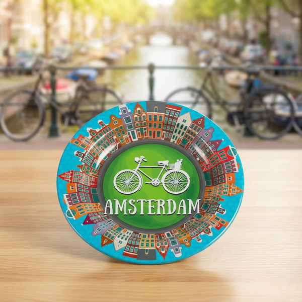 מאפרת מתכת פנורמת אמסטרדם | Panoramic Amsterdam style Ashtray