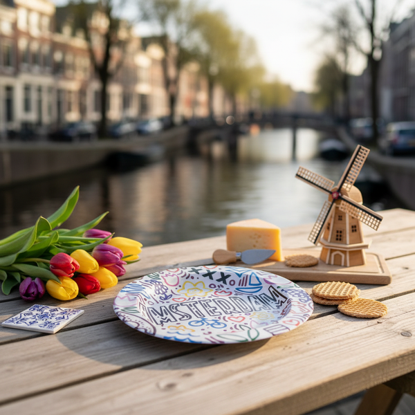 מאפרת מתכת אמסטרדם עם אייקונים | Amsterdam icones Ashtray