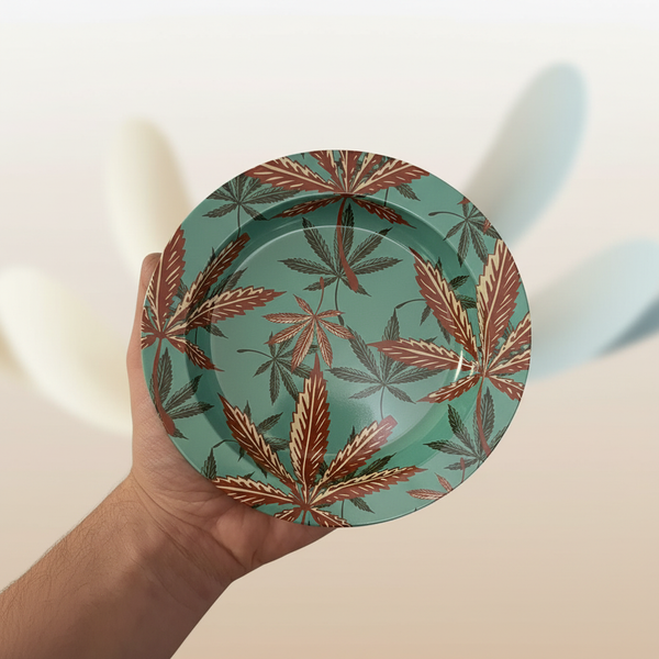 מאפרת מתכת קנאביס תכלת | blue cannabis letters Ashtray