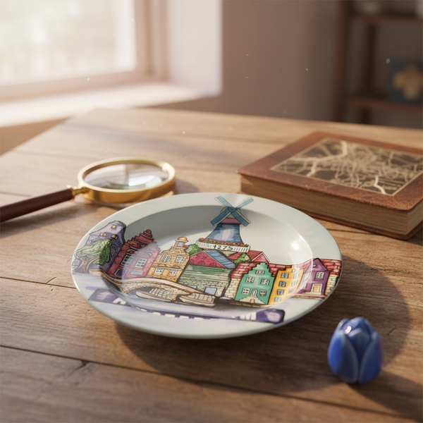 מאפרת מתכת אמסטרדם המצוירת | Amsterdam Ashtray