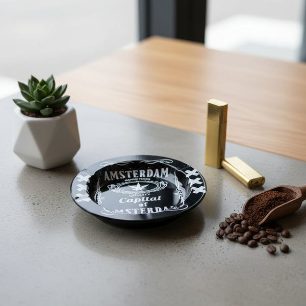 מאפרת מתכת דקורטיבית | Amsterdam Black Style Ashtray
