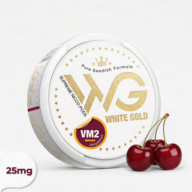 שקיקי ניקוטין מבית וויט גולד בטעם דובדבן
WHITE GOLD CHERRY SNUS
